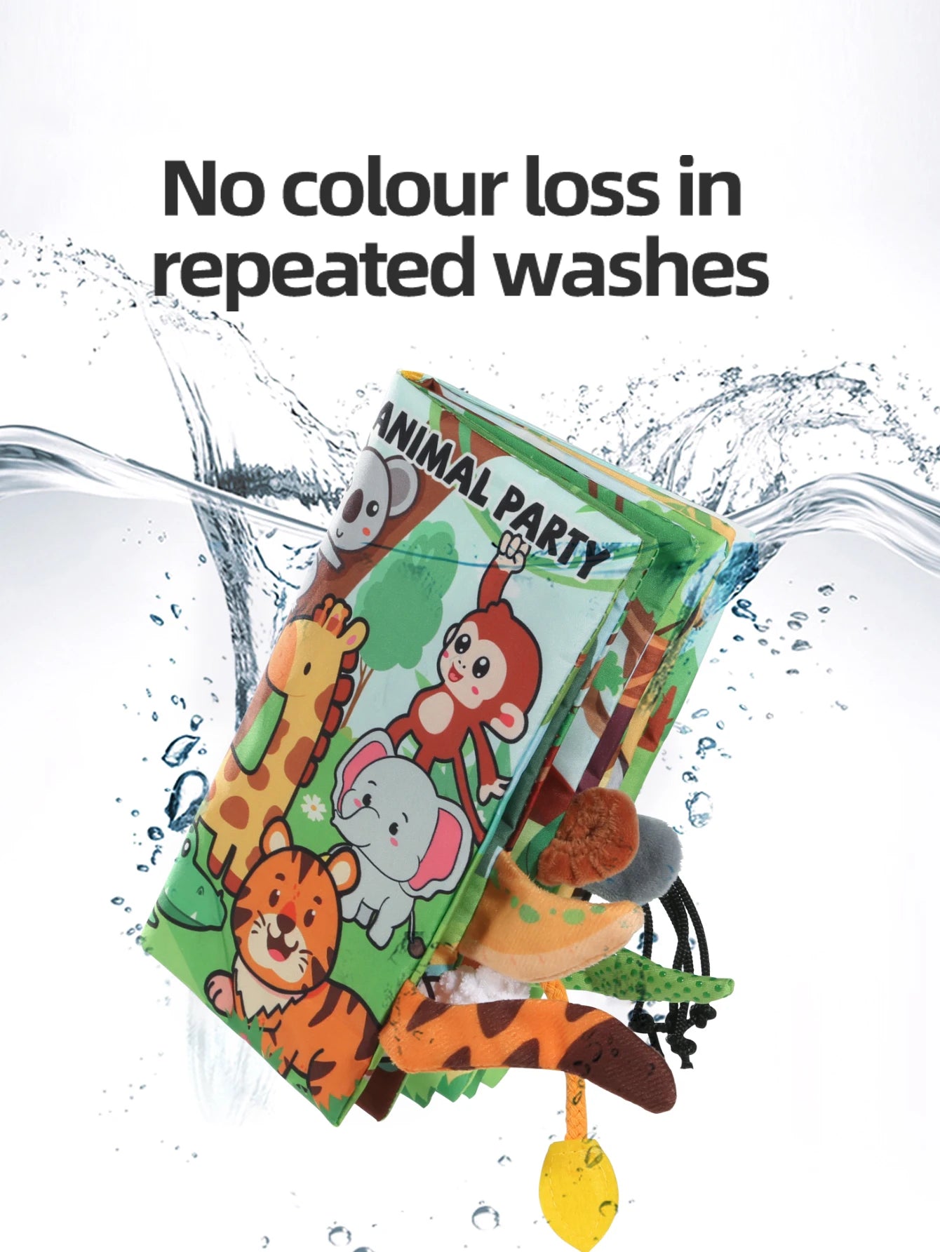 Baby Animal Party Cloth Book 6-Page Tear-Resistant Sensory Parent-Child Interactive Early Education Toy