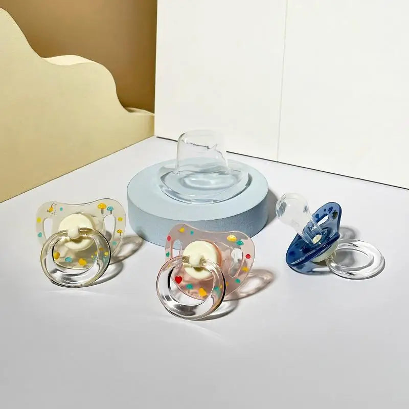 New 2pcs/4pcs Baby Pacifier Soother with Cover,Printed Soother with Cherry Round Nipple,Perfect Baby Shower Gift for New Parents