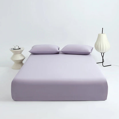 Ice Silk Cooling Fitted Sheet Set with Pillowcases Summer Breathable Mattress Cover Queen King Solid Non Slip Elastic Bed Sheets