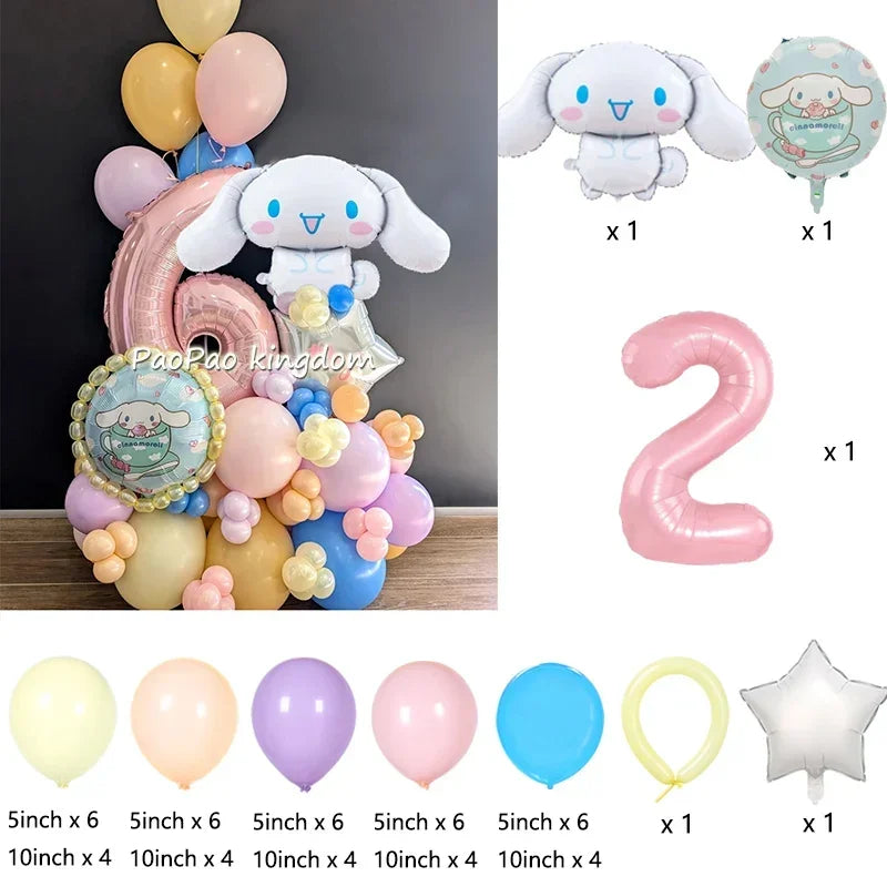 1 Set Cinnamoroll Foil Balloons for Birthday Party Decorations Baby Shower  Kids  Birthday Gift Macaron Latex Balloons Set