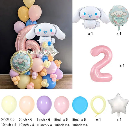 1 Set Cinnamoroll Foil Balloons for Birthday Party Decorations Baby Shower  Kids  Birthday Gift Macaron Latex Balloons Set