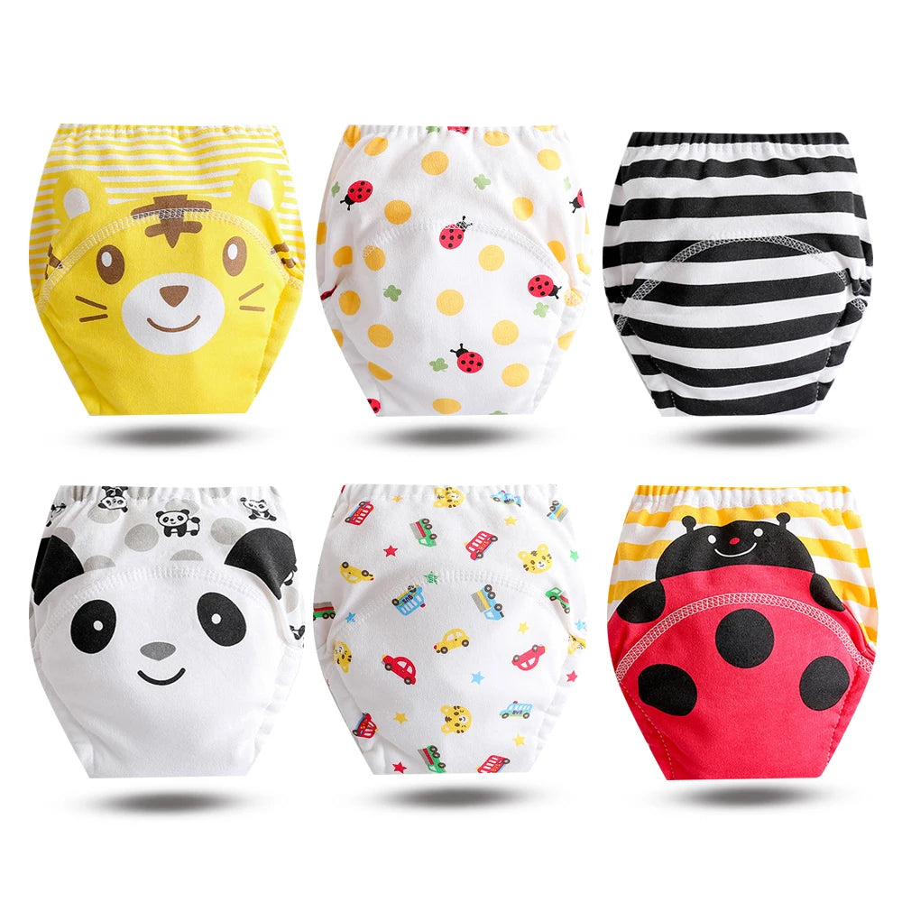 8pcs/6pcs Washable Baby Potty Training Pants Reusable Toilet Trainer Panty Reusable Cloth Diaper