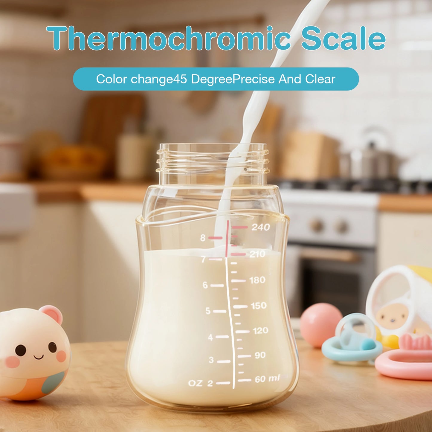 160/240/300ml Baby Dot Anti-Colic＆Anti-Bloating Milk Bottle Kids Drinking Bottle＆Temperature Display Function