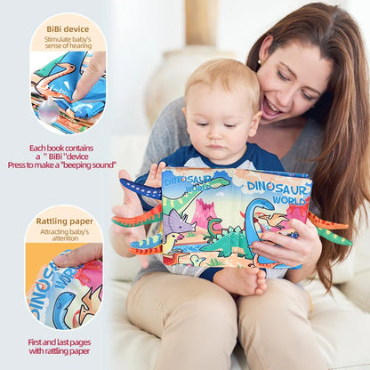 Baby Cloth Book 6 Page Dinosaur Series 0-3 Year Old Infant Parent-child Interaction Tail Cloth Book Baby Toys Newborn Gift