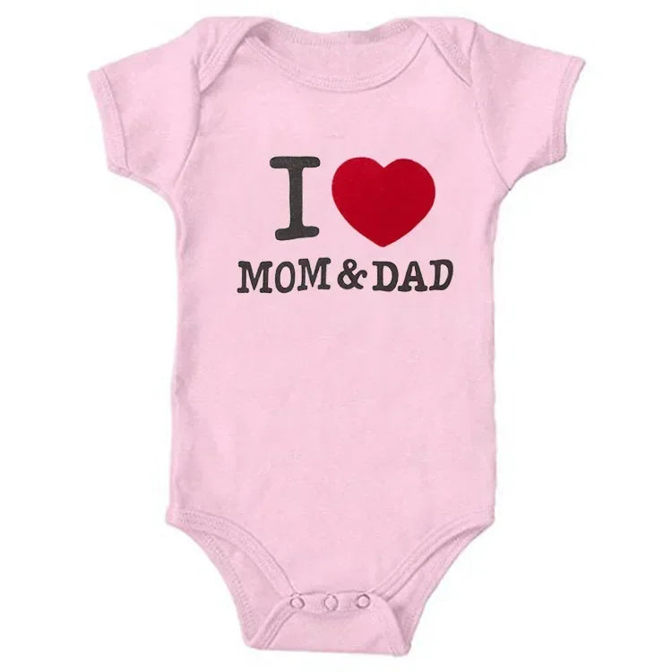 Pure Cotton I Love Mom Newborn Rompers  I Love Dad Baby Romper Twins Matching Bodysuit Summer for 0-24 Months Baby Clothes