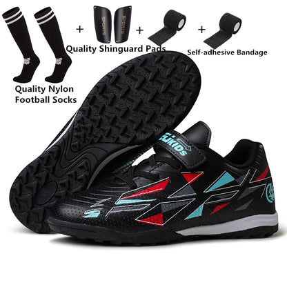 Professional Kids' Soccer Shoes Size 29-39 with Velcro Strap Breathable Durable Sports Footwear for Children