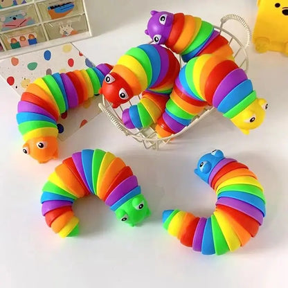 3D Slug Fidget Toy Colorful Slug Snail Flexible All Ages Relief Anti-Anxiety Sensory Toys for Children