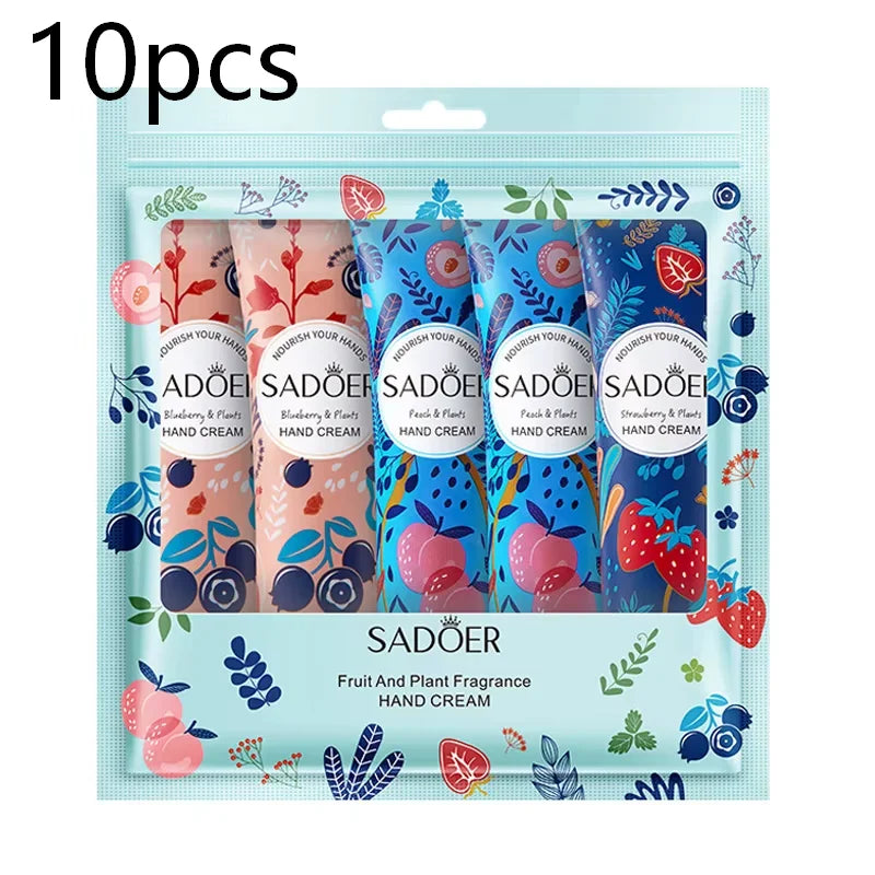 5Pcs/Pack Fruit Plant Fragrance Hand Cream Sets Moisturizing Lasting Repair