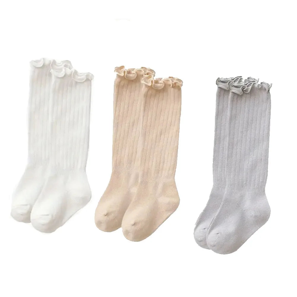 Baby & Toddler Knee-High Socks -Ribbed Texture Soft Stretchy All-Season Warmth, Elastic Cuff for Secure Fit Baby Leg Warmers