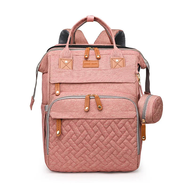 Multifunctional Diaper Backpack Changing Bag Large Capacity Folding Crib Nursing Mommy Bag for Travel