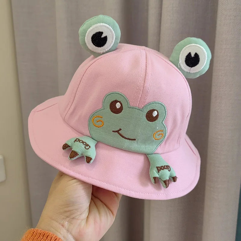 Baby Bucket Hat for Kids Spring Outdoor Boys Girls Sun Hat Summer Cute Frog Toddler Children Fisherman Cap Cotton