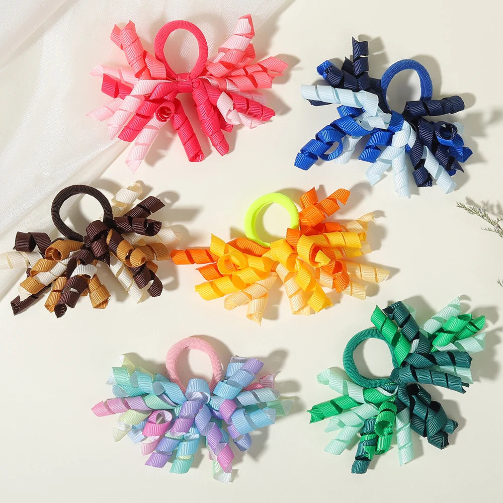 6Pcs Trendy Firework Hair Ties Rainbow Curly