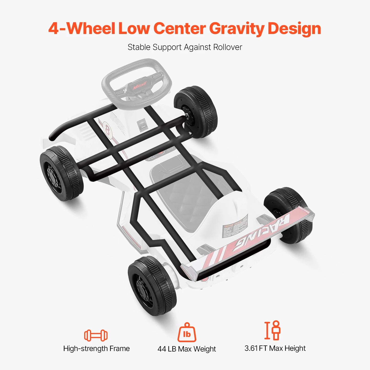SucceBuy 6V 4.5Ah Electric Pedal Go Kart Portable Outdoor Racing Toys 20000 RPM Motor with LED Headlight&Horn for Kids Boy Gifts