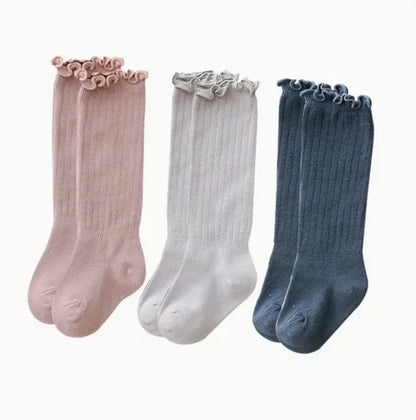Baby & Toddler Knee-High Socks -Ribbed Texture Soft Stretchy All-Season Warmth, Elastic Cuff for Secure Fit Baby Leg Warmers