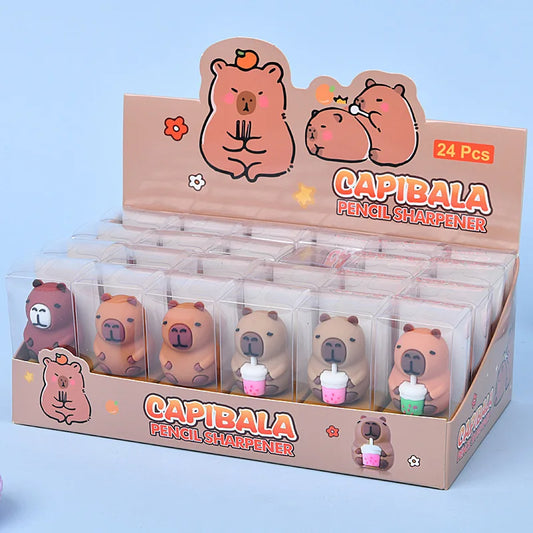24 Pcs Cute Cartoon Capybara Shape Children's Pencil Sharpeners Primary School Student Stationery