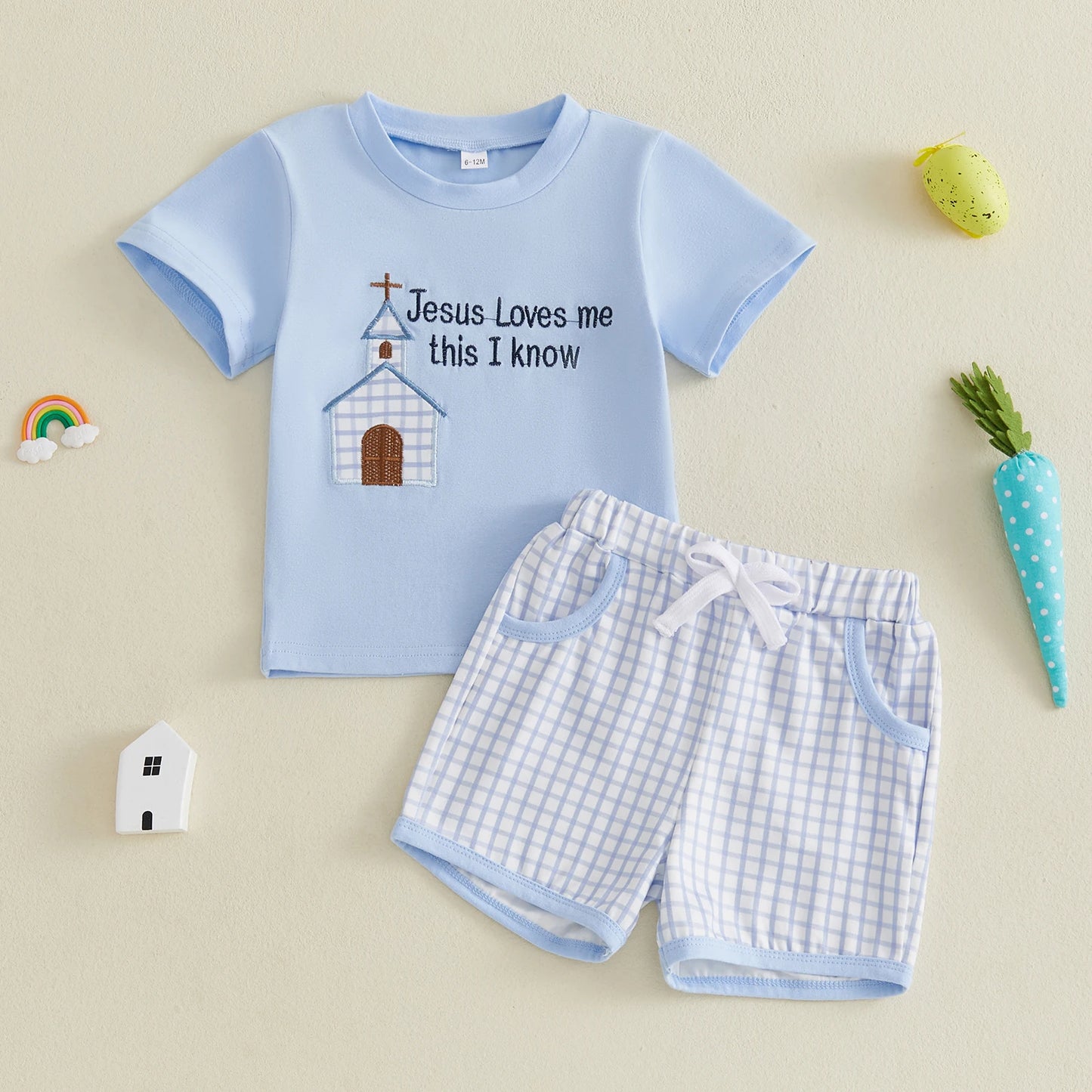 Boys Shorts Sets Short Sleeve Plaid Shorts