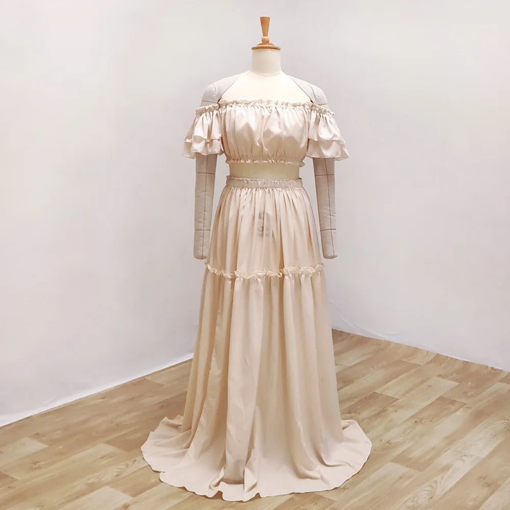Photography Dress For Women Elegant Soft Short Sleeved Two-Piece Set For Photo Shoot Dress Baby Shower Dresses Pregnant Women