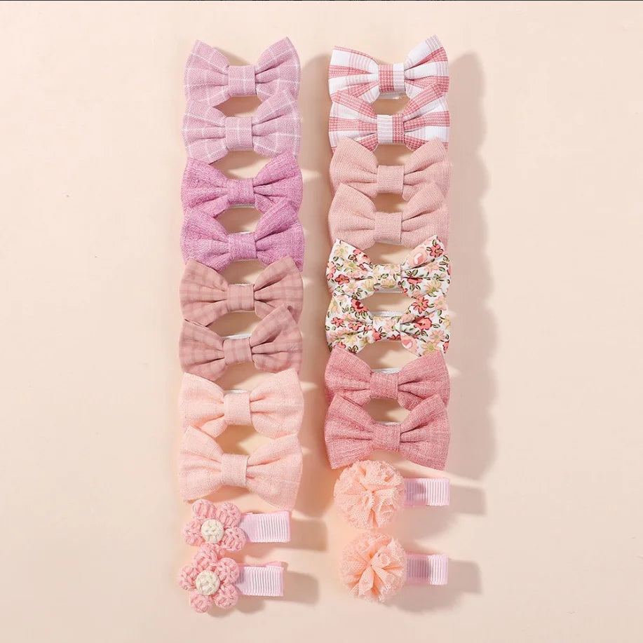 BABY BOWS 20Pcs/set Handmade Fabric Printed Barrette Boutique Mini Boutique Bangs Bow Hair Clip Ins Daisy Hairgripes