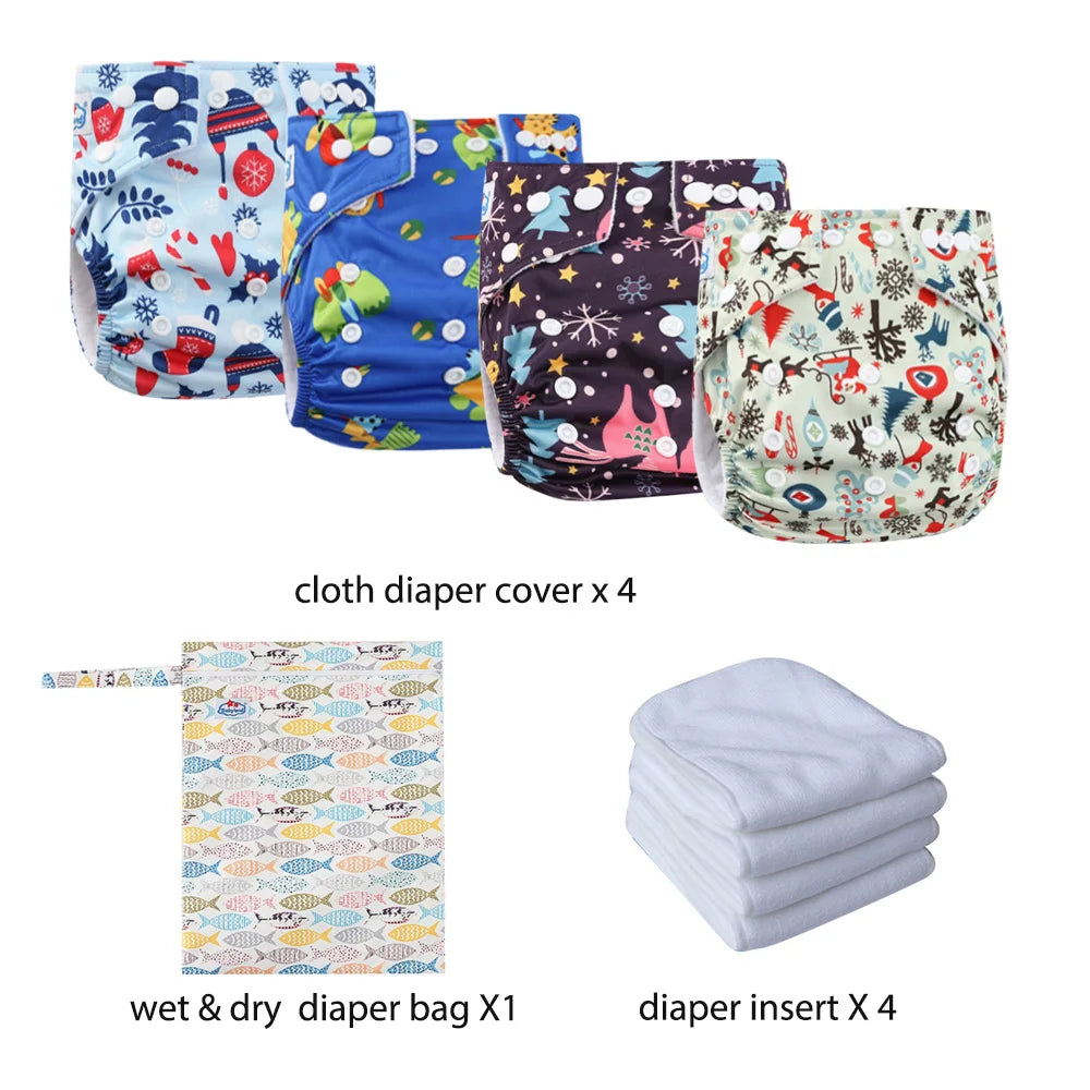 Babyland New Waterproof Baby Cloth Diaper Kit with Inserts & Wet Bags | Economical Washable Nappy System (0-36 Months)