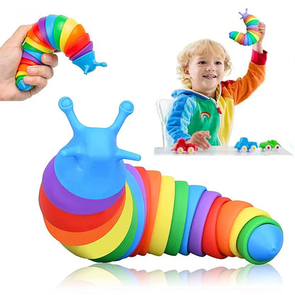 3D Slug Fidget Toy Colorful Slug Snail Flexible All Ages Relief Anti-Anxiety Sensory Toys for Children