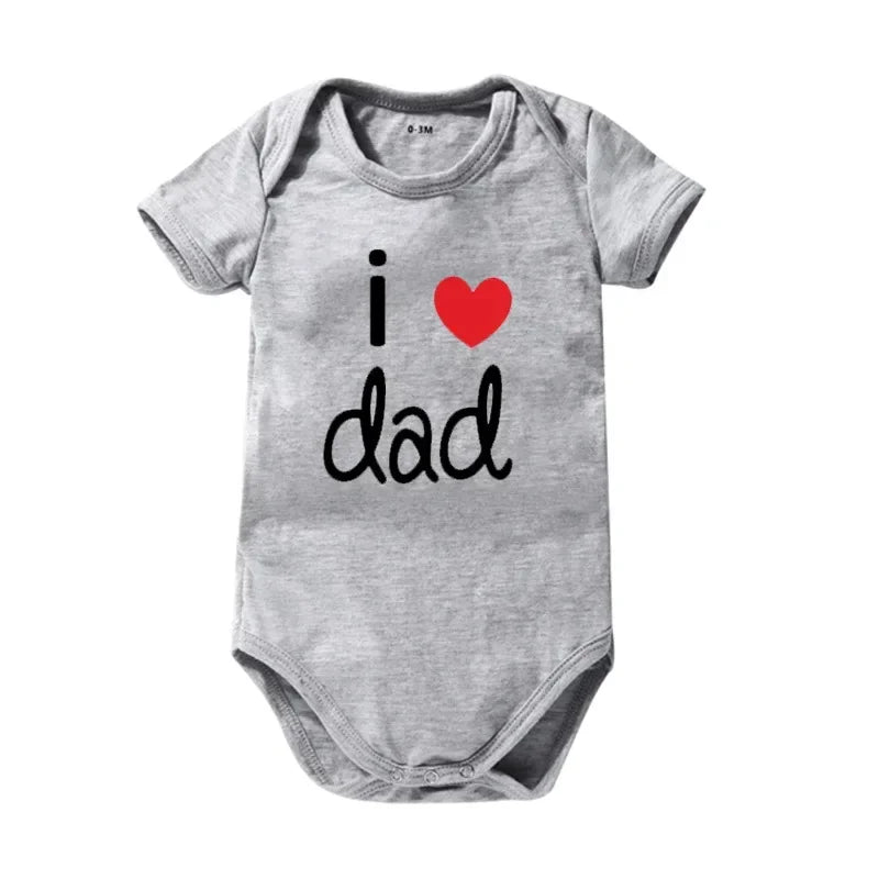 Pure Cotton I Love Mom Newborn Rompers  I Love Dad Baby Romper Twins Matching Bodysuit Summer for 0-24 Months Baby Clothes