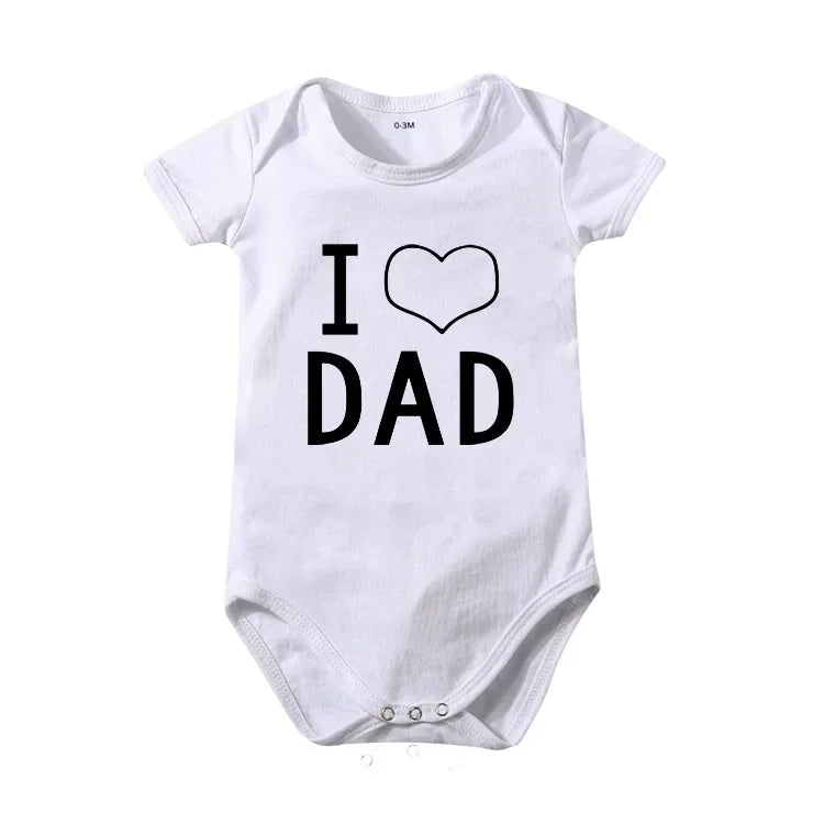Pure Cotton I Love Mom Newborn Rompers  I Love Dad Baby Romper Twins Matching Bodysuit Summer for 0-24 Months Baby Clothes