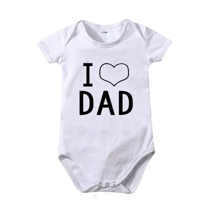 Pure Cotton I Love Mom Newborn Rompers  I Love Dad Baby Romper Twins Matching Bodysuit Summer for 0-24 Months Baby Clothes