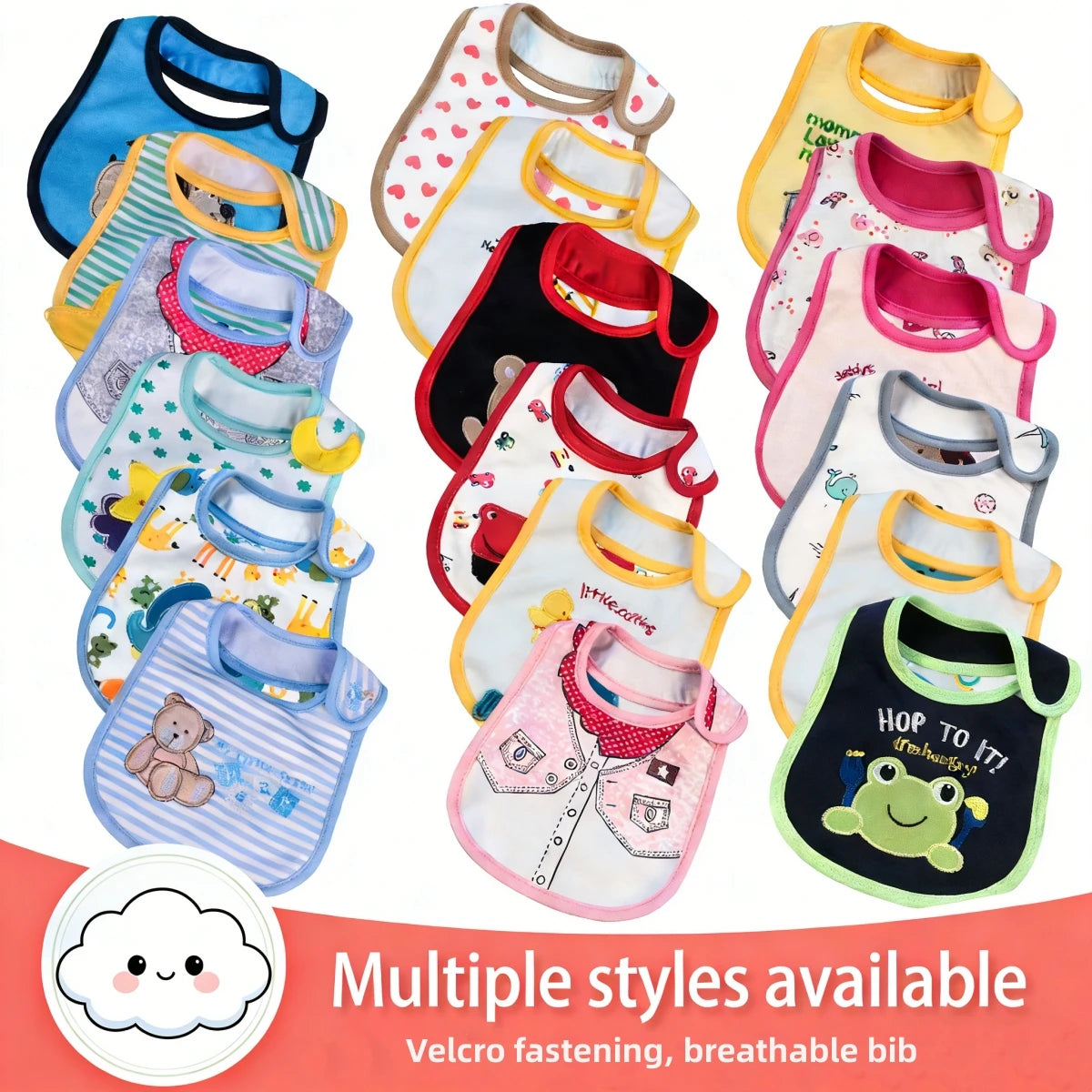 5pcs/set Baby Girl Boy Feeding Bibs Waterproof Apron Cartoon Towel Kids Toddler Dinner Burp Cloths