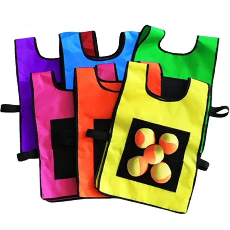 Children Sticky Ball Vest Toy with 5Balls Adhesive Outdoor Sports Physical Exercise Game Props Parent-child Interaction TMZ