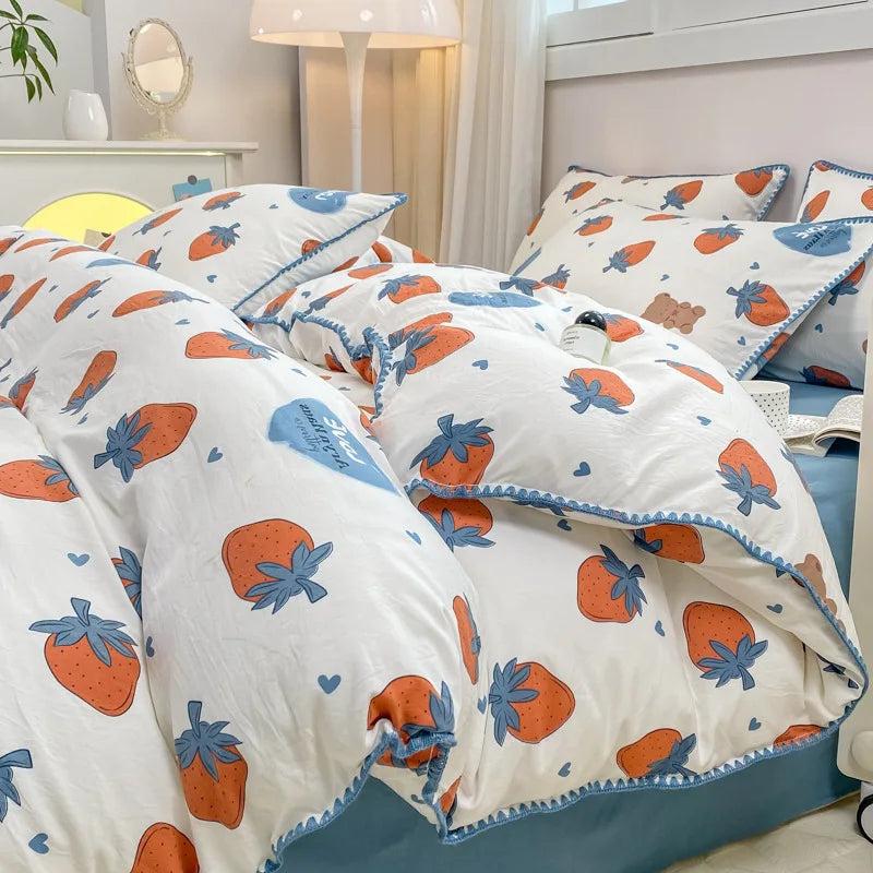 Soft Cotton Crib Bedding Set Kid Baby Nursery Decor 3PCS Baby Cartoon Bear Bedding Set for Newborns