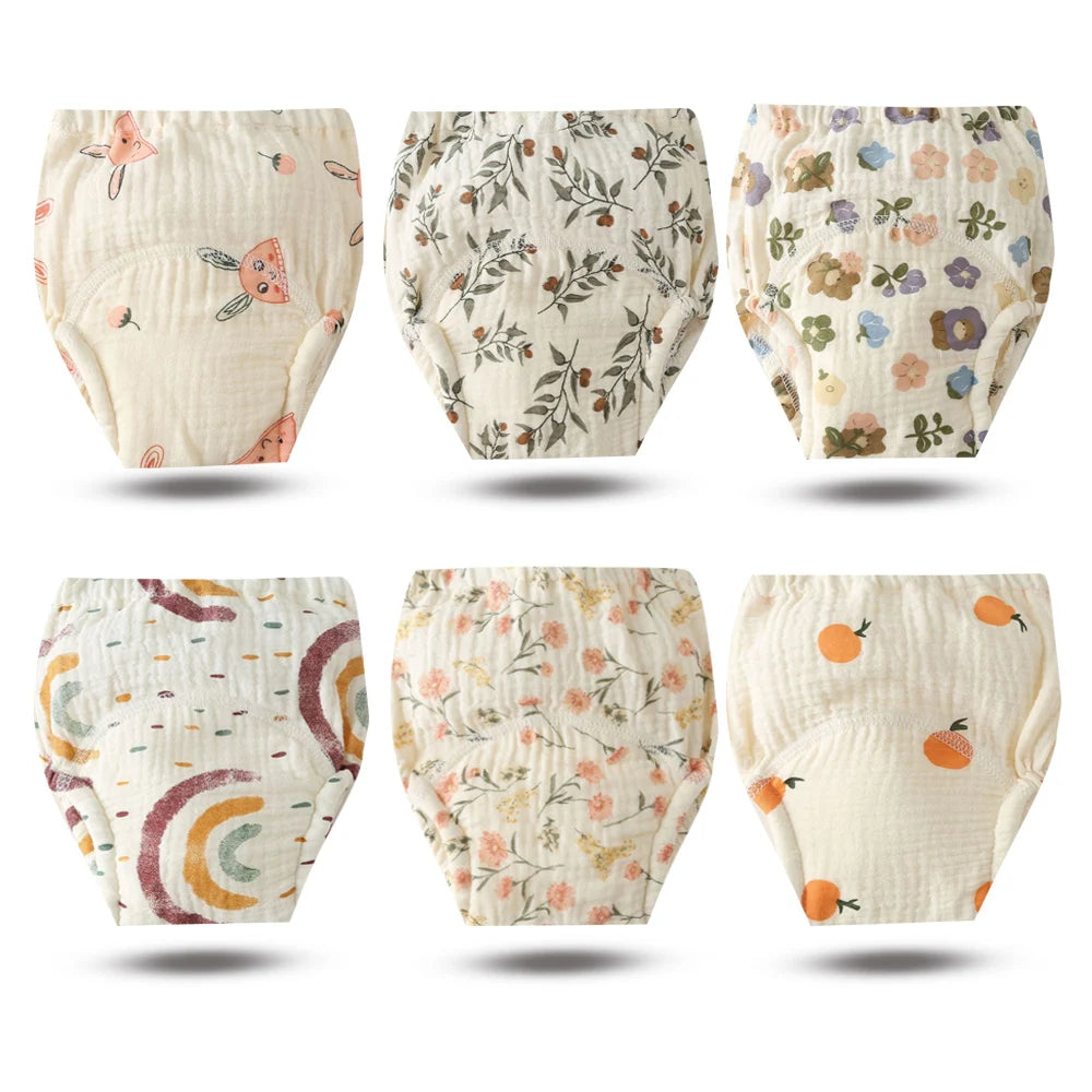 8pcs/6pcs Washable Baby Potty Training Pants Reusable Toilet Trainer Panty Reusable Cloth Diaper