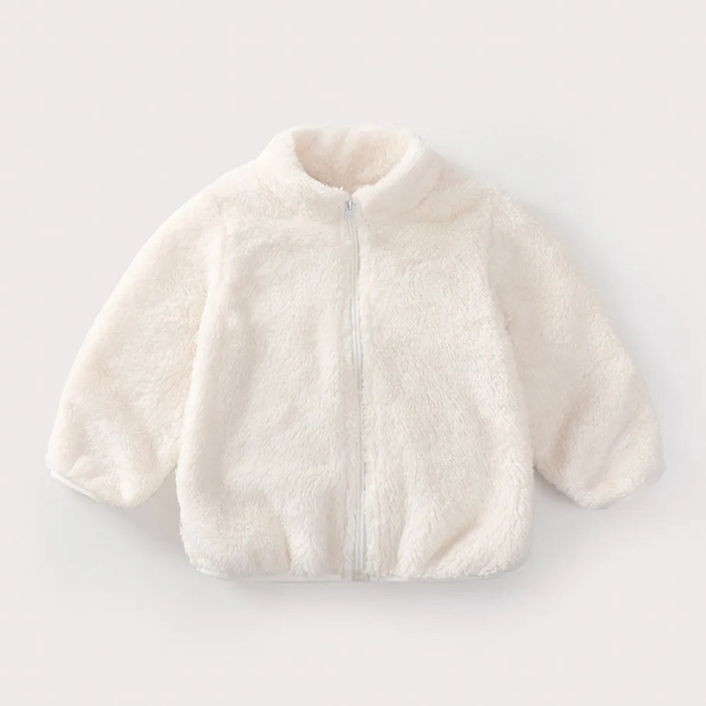 Winter Winter New Style Kids Plush Coat Simple Fashion Children Solid Color Casual Outerwear Tops Toddler Costume Warm Jacket
