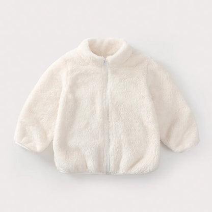 Winter Winter New Style Kids Plush Coat Simple Fashion Children Solid Color Casual Outerwear Tops Toddler Costume Warm Jacket