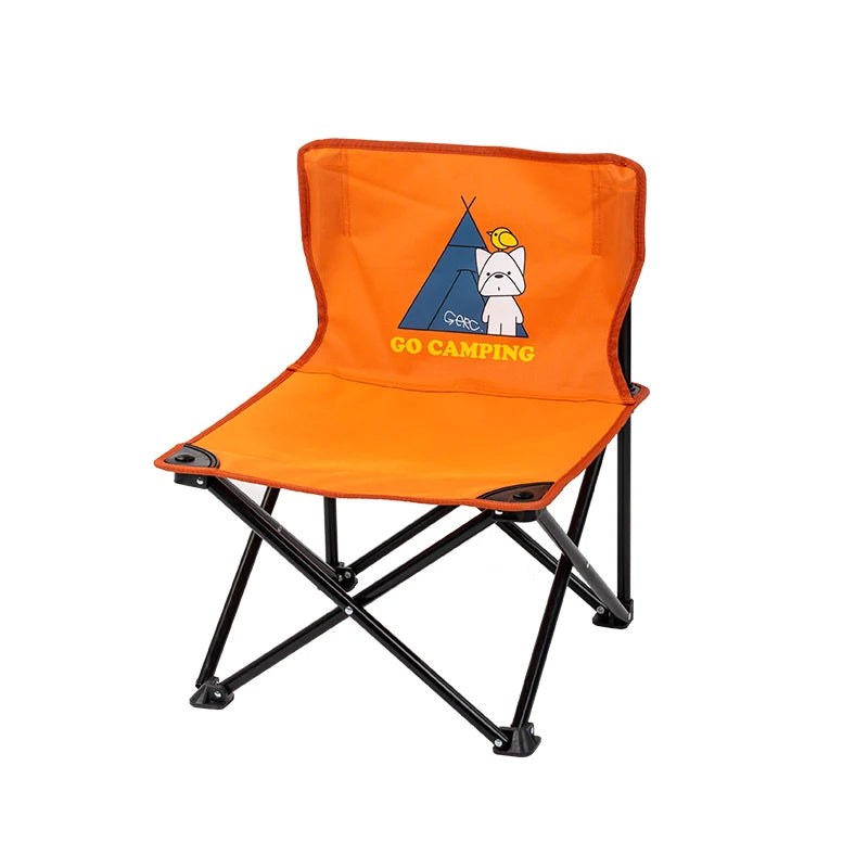 Cute Cartoon Kids Folding Camping Chair, Portable Lightweight Outdoor Seat Sturdy Steel Frame