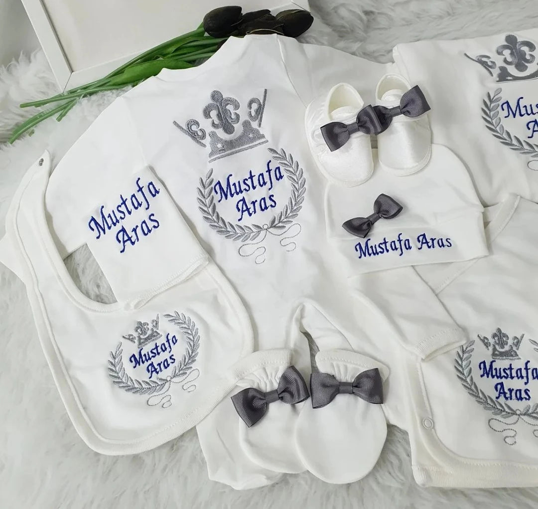 10pcs Wings Outfits Any Name Personalized Laurel Tree Embroidery Gift Baby Pajamas Hat Welcome Home Ceremonial dress