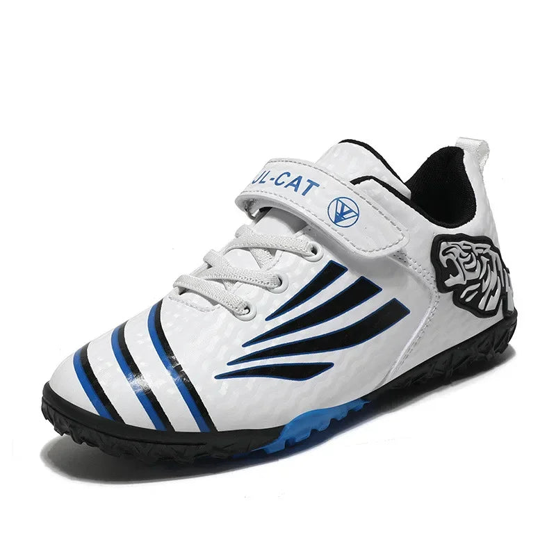 Fashion Gold Children's Shoes Outdoor Non-Slip Turf Soccer Shoes Kids HOOK&LOOP