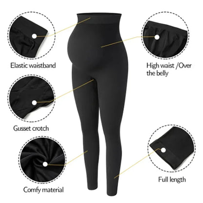 Elastic High Waist Maternity Leggings Skinny for Pregnant Women Belly Support Postpartum Leggins