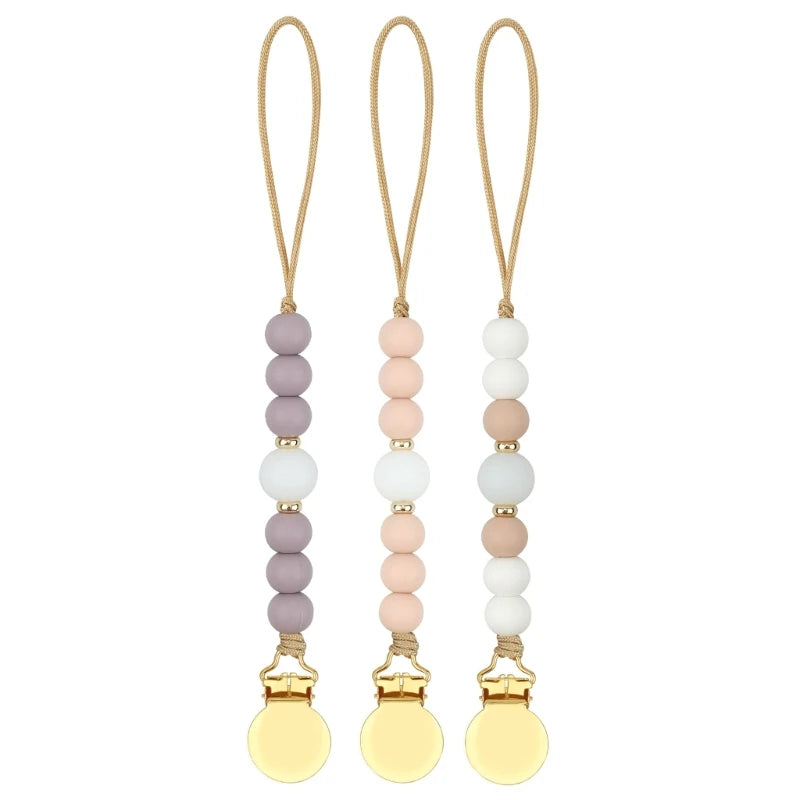 Pacifier Clips Chain Silicone Beads BPA Free DIY Dummy Clip Holder Soother Chains Baby Teething Toys Chew Shower Gifts