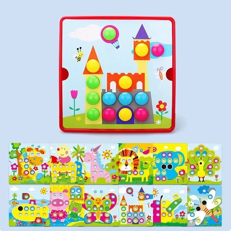 3D Mushroom Nail Puzzle Jigsaw Toys Baby Toys Cartoon Animal Puzzles Games Kids Early Educational Toys