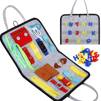 Busy Board Sensory Play Board Montessori Leaning Toys For Toddlers Foldable Sensory Toy Toddler Activity Board-Educational Learn