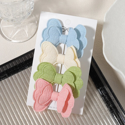 4/6pcs Candy Colorful Hair Bows Clips Girl Cotton Printed Lovely Fabric Hairpins