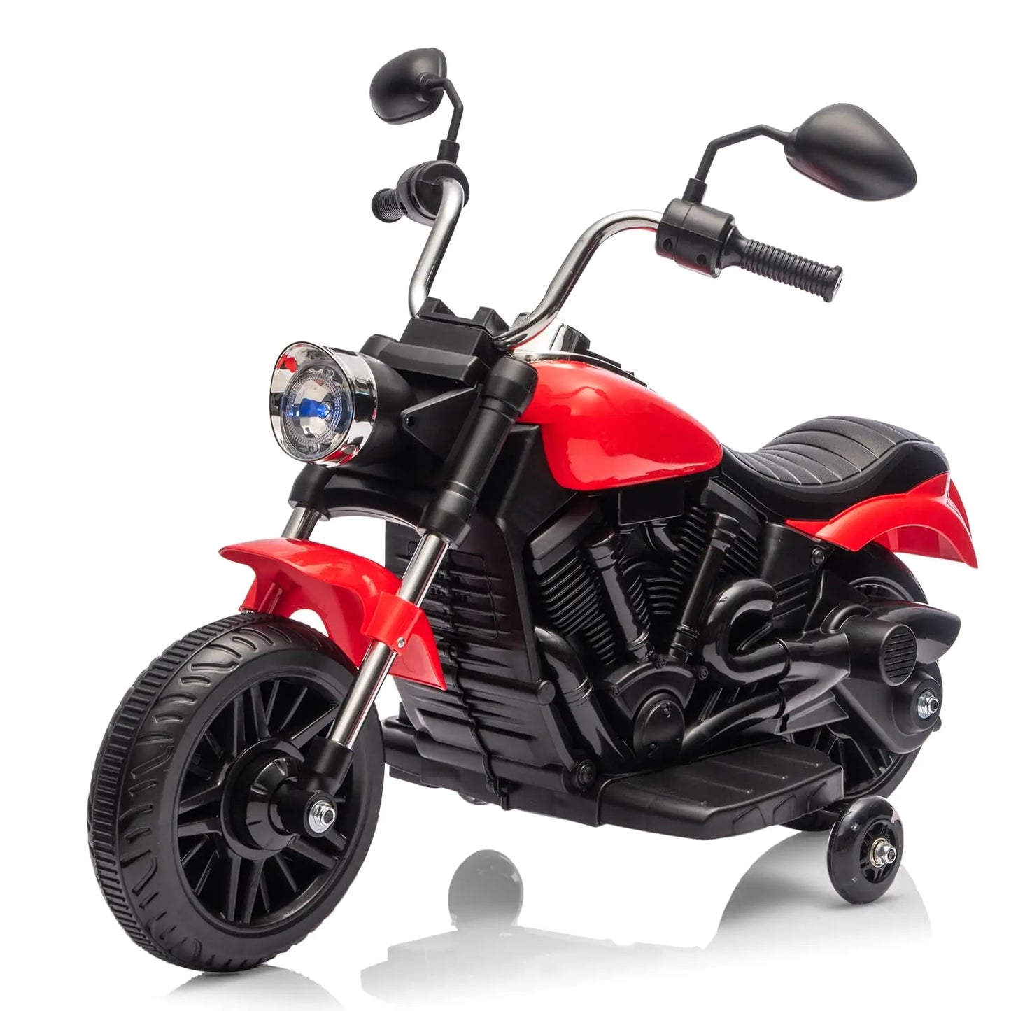2-Wheel Kids Ride On Motorcycle 12V Battery Powered With Training Wheels Reverse Headlight Music Toddler Toy