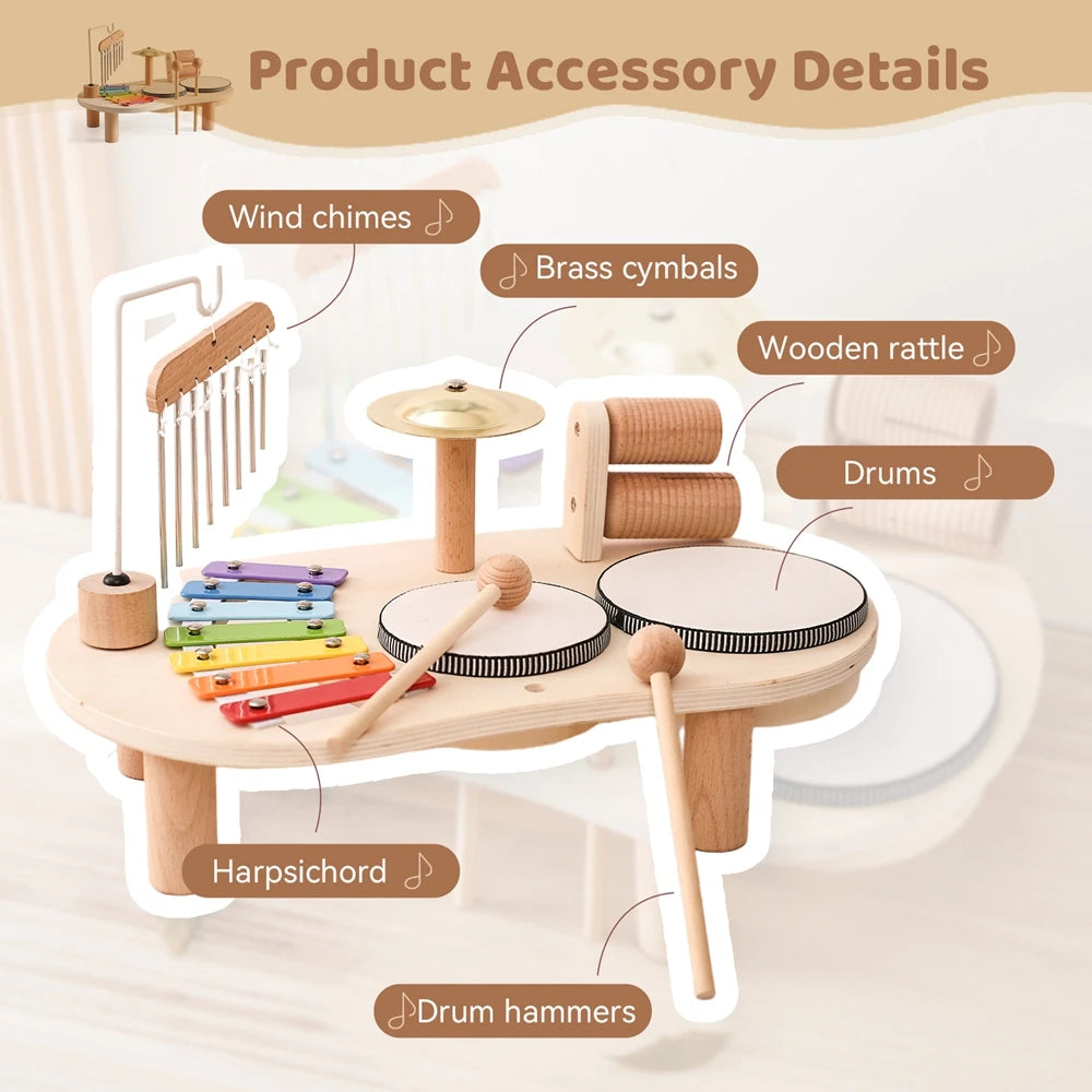 Baby Educational Toys Wooden Music instruments Montessori Children's Musical Toys Xylophone Newborn Music Table