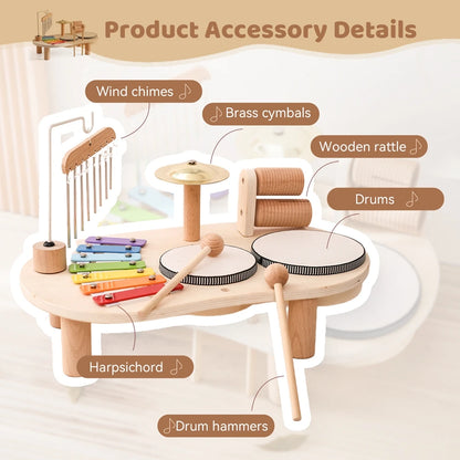 Baby Educational Toys Wooden Music instruments Montessori Children's Musical Toys Xylophone Newborn Music Table
