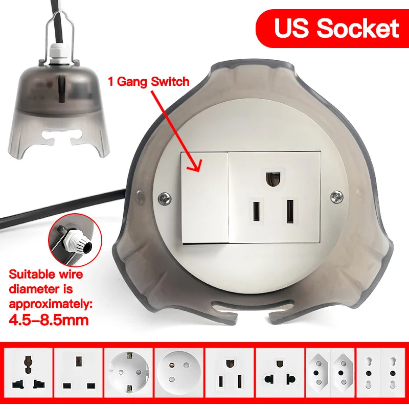 Outdoor Waterproof Electrical Socket, Rainproof Weatherproof Power Outlet, Durable Protective Cover for Garden/Patio/Outdoor Use