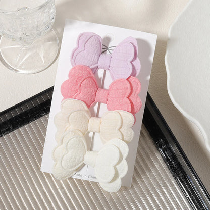 4/6pcs Candy Colorful Hair Bows Clips Girl Cotton Printed Lovely Fabric Hairpins