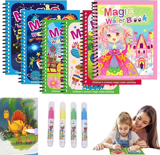 1pcs Kids Graffiti Picture Book with Refillable Water Pen Magic Water Painting Sensory Early Education Puzzle Drawing Toy