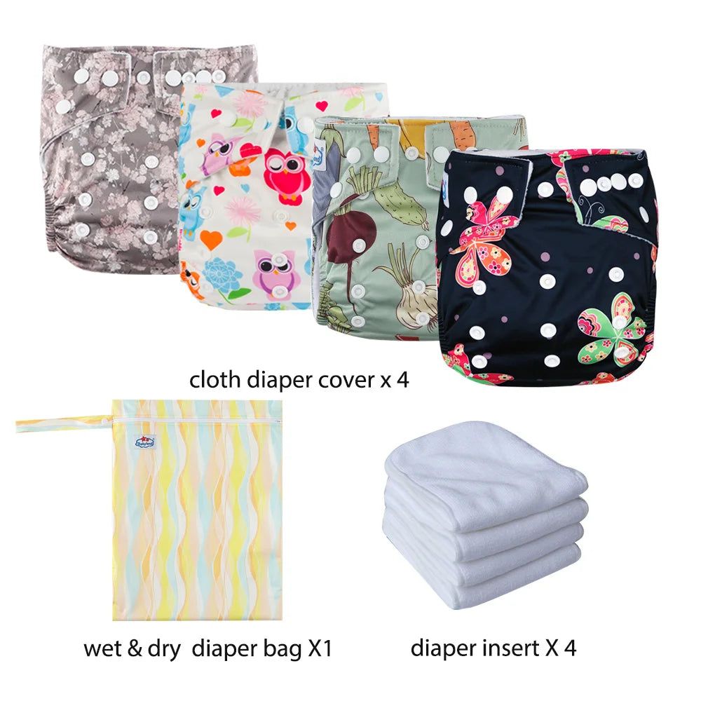 Babyland New Waterproof Baby Cloth Diaper Kit with Inserts & Wet Bags | Economical Washable Nappy System (0-36 Months)