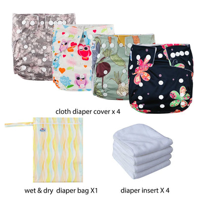 Babyland New Waterproof Baby Cloth Diaper Kit with Inserts & Wet Bags | Economical Washable Nappy System (0-36 Months)
