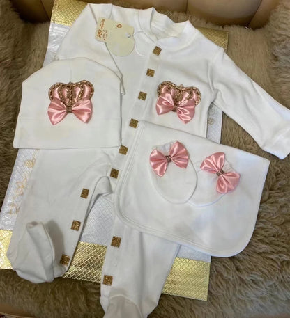 Onesie Baby Girl Crown Purple Home Coming Outfit Layette Jewels set Baptism Take Me Home Outfit Baby shower gift Newborn Gifts